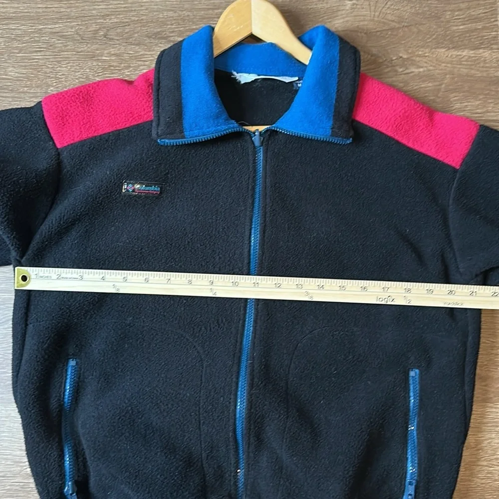 Vintage Columbia Fleece Jacket Men's Medium Black Pink Blue‎ Colorblock Full Zip